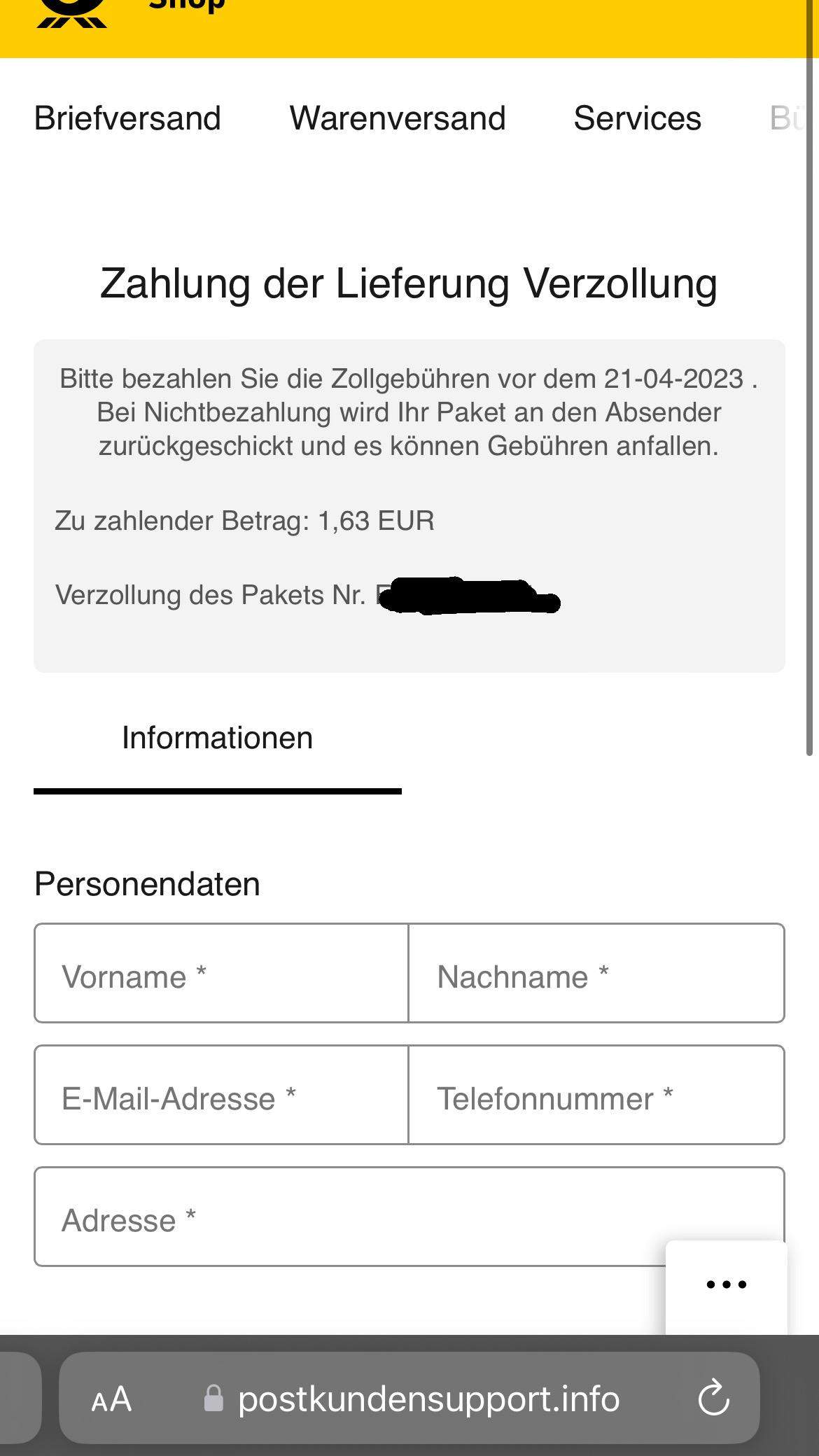 Zollgebühren Deutsche Post SMS? (Versand, Bestellung, DHL)