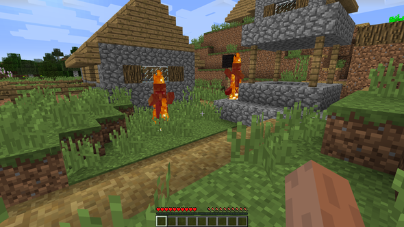Zombiedorf mit brennenden Zombie-Villagern - (Minecraft, Zombie, Seed)