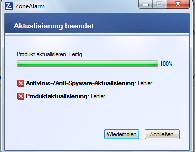 Fehlermeldung - (Windows 7, Antivirus, ZoneAlarm)