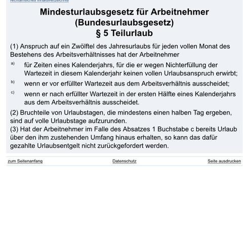 Paragraph 5 Absatz 3 BUrlG - (Urlaub, Arbeitsrecht, Kündigung)