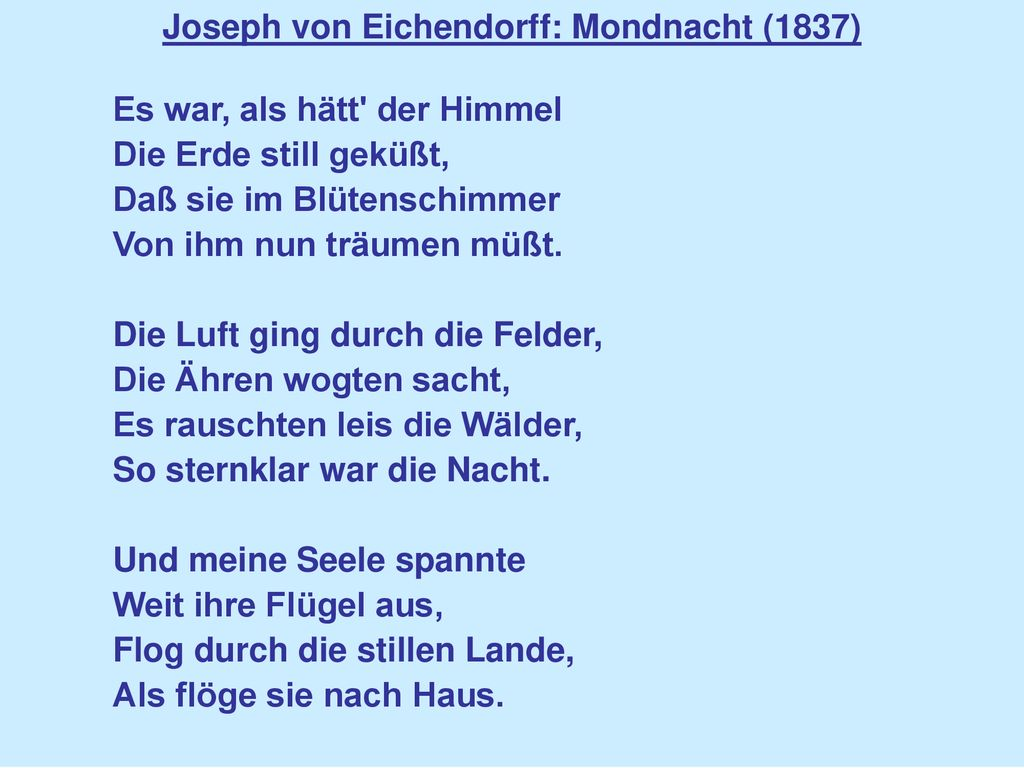 Zusammenfassung von diesem Gedicht? (Literatur, Joseph von Eichendorff)