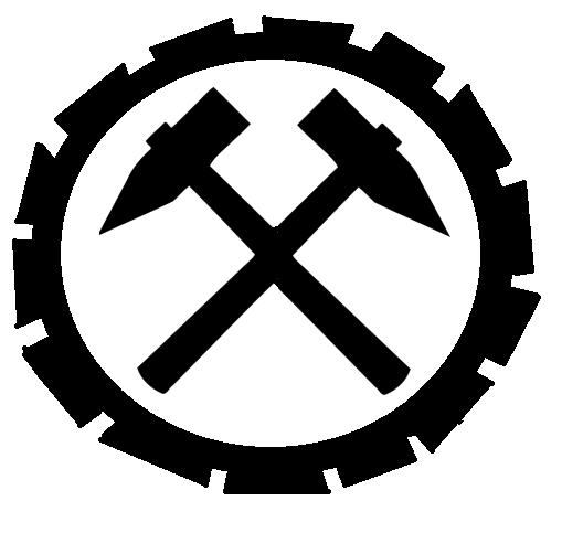 zwei gekreuzte hämmer in einem zahnrad bedeutung? (Arbeit, Zeichen, Logo)